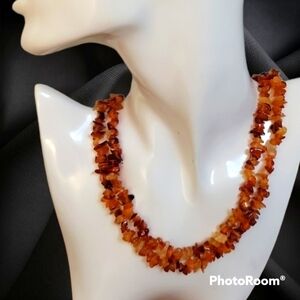 Vtg Carnelian Chip Eternity Necklace